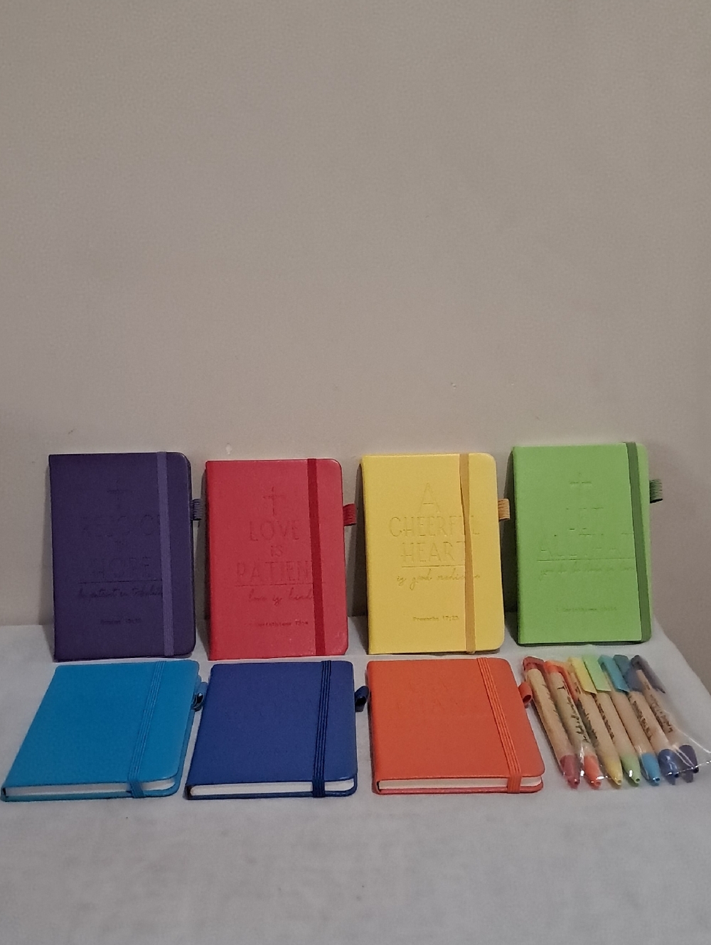 Inspitational Christian Assorted Color Elastic-Band Notepads & Pens